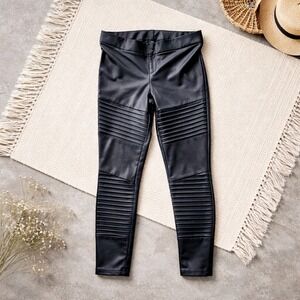 Torrid 2 Faux Leather Moto‎ Ribbed Panel Leggings Plus Size 2X Black